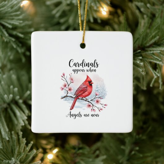 Festive Cardinals Keramisch Ornament (Boom)