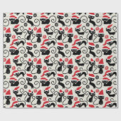 Festive Cat lovers kerstfeestelijke omloop Cadeaupapier (Vlak)
