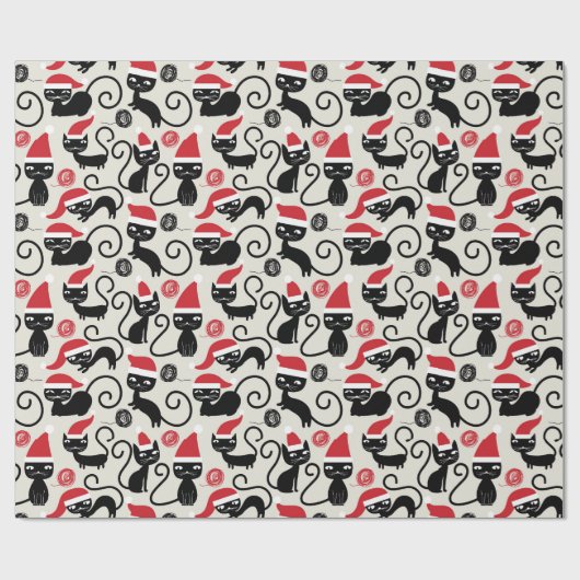 Festive Cat lovers kerstfeestelijke omloop Cadeaupapier (Vlak)