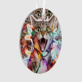 Festive Cat with Christmas Lights Ornament (devant)