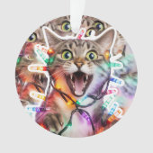 Festive Cat with Christmas Lights Ornament (devant)
