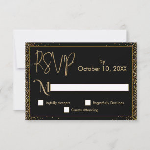 Festive Celebrations Faux Gold Confetti op Black RSVP Kaartje