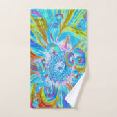 Festive Chartreuse and Blue Dahlia Flower Petals Bad Handdoek (Handdoek)