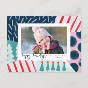 Festive Cheerful Colorful Photo Holiday Briefkaart