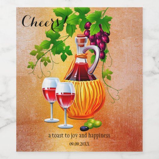 Festive Cheers Celebration Wine Label Wijn Etiket (Enkel label)
