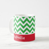 Festive Chevron Custom kerstmonogram Name Koffiemok (Voorkant links)