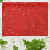 Festive Chic Bright Red Kaleidoscope Design Theedoek (Gevouwen)