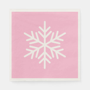 Festive Chic Witte Alpen Sneeuwvlok Op Pastel Roze Servet