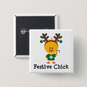 Festive Chick Vierkante Button 5,1 Cm (Voorkant /achterkant)