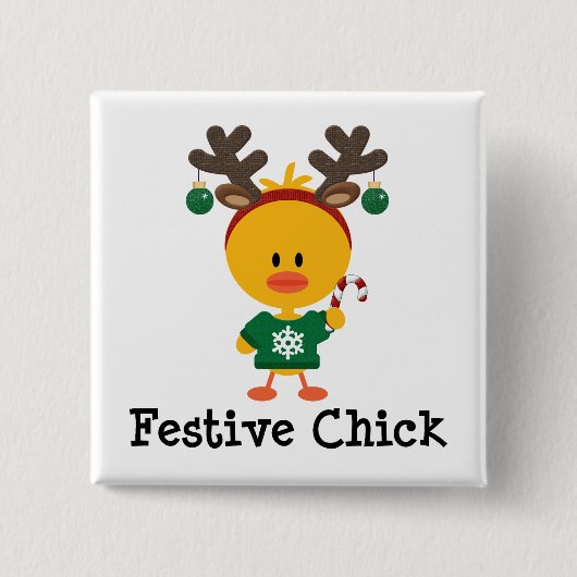 Festive Chick Vierkante Button 5,1 Cm (Voorkant)