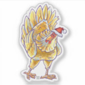 Festive Chicken in een Santa Hat Sticker (Voorkant)