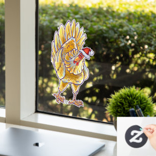 Festive Chicken Kerstmis Cling Raamsticker