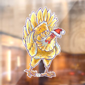 Festive Chicken Kerstmis Cling Raamsticker (Vel 2)
