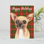 Festive Chihuahua Dog Custom Feestdagenkaart (Staand voorkant)