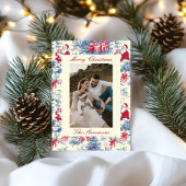 Festive Chinoiserie Toile De Jouy Photo Christmas Feestdagenkaart