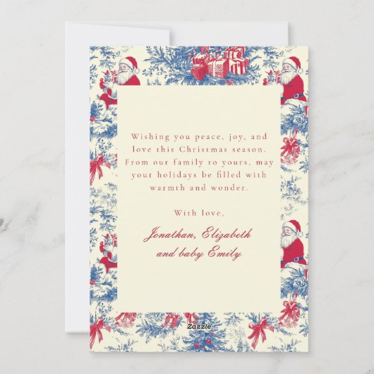 Festive Chinoiserie Toile De Jouy Photo Christmas Feestdagenkaart (Achterkant)