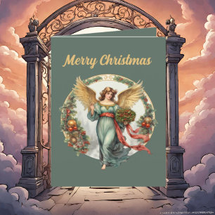Festive Christmas Angels waterverf tekst toevoegen Feestdagen Kaart