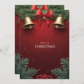 Festive Christmas Bells and Ornaments design Aankondiging (Voorkant / Achterkant)