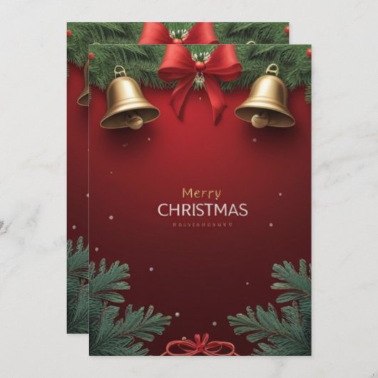 Festive Christmas Bells and Ornaments design Aankondiging (Voorkant / Achterkant)