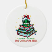 Festive Christmas Book Lover Keramisch Ornament (Voorkant)