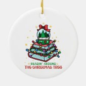 Festive Christmas Book Lover Keramisch Ornament (Achterkant)