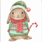 Festive christmas bunny with candy cane sticker (Voorkant)