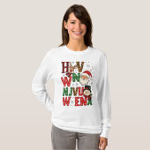 Festive Christmas Characters Letter Art T-Shirt (Devant entier)