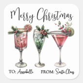 Festive Christmas Cocktail Gift Tag Sticker (Devant)
