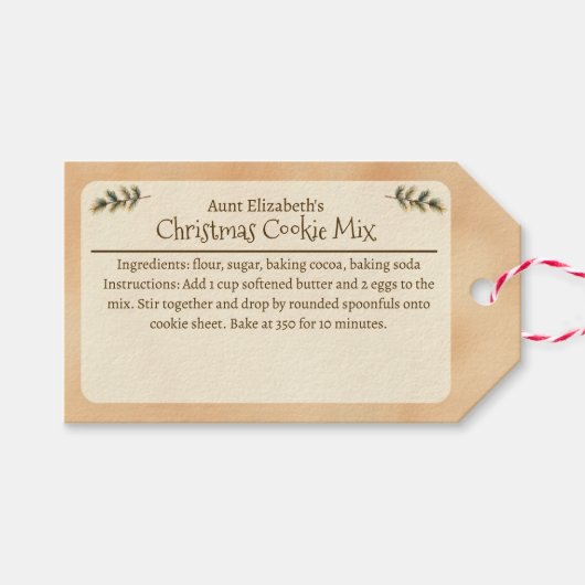Festive Christmas Cookie Mix Personalized Beige Cadeaulabel (Voorkant (Horizontaal))
