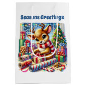 Festive Christmas customizable wrapping reindeer  Medium Cadeauzakje (Achterkant)