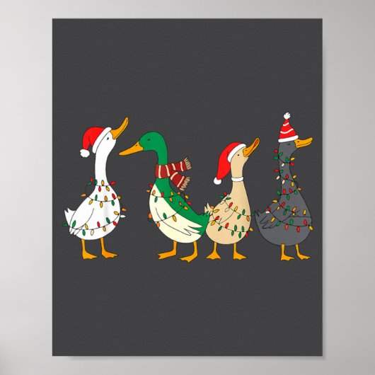 Festive Christmas Ducks Decorative Xmas Lights San Poster (Voorkant)