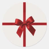 FESTIVE CHRISTMAS modern gift red ribbon bow Ronde Sticker (Voorkant)