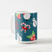 Festive Christmas Mug – Cute Snowmen & Candy Canes (Devant gauche)