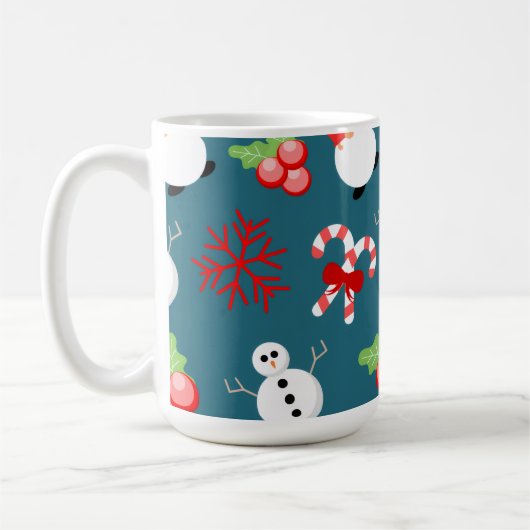 Festive Christmas Mug – Cute Snowmen & Candy Canes (Gauche)