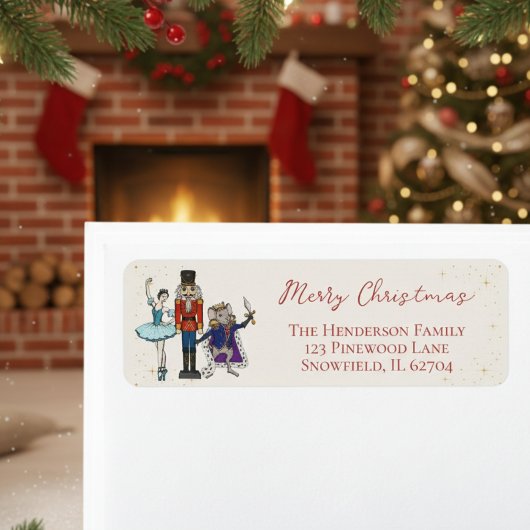 Festive Christmas Nutcracker Ballet Return Address Etiket