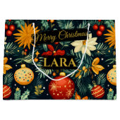 Festive Christmas Ornaments with Name Area Groot Cadeauzakje (Voorkant)