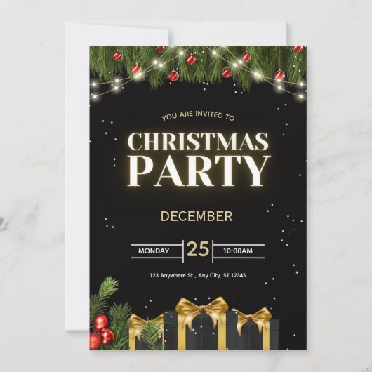 Festive Christmas Party Invitation (Devant)