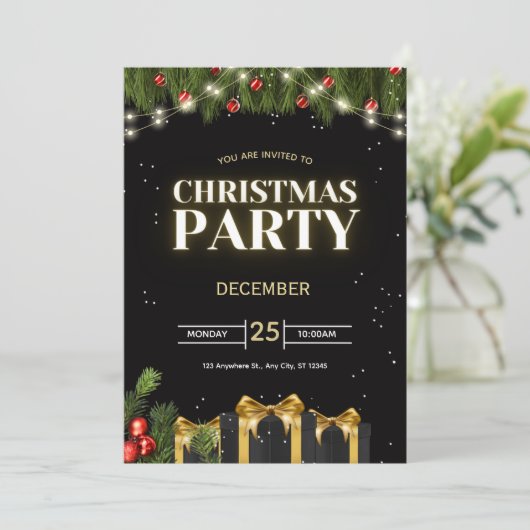 Festive Christmas Party Invitation (Debout devant)