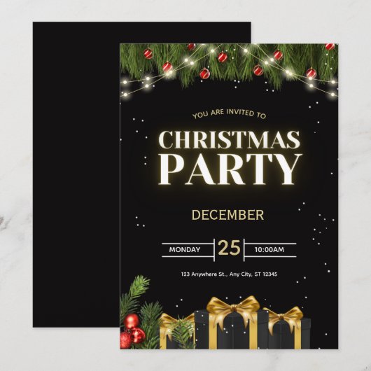Festive Christmas Party Invitation (Devant / Derrière)