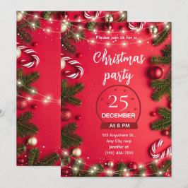 Festive Christmas Party Invitation Kaart