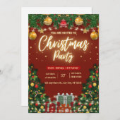 Festive Christmas Party Invitation Kaart (Voorkant / Achterkant)