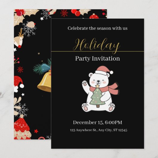 Festive Christmas Party Invitation Kaart (Voorkant / Achterkant)