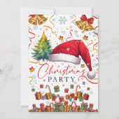 Festive Christmas Party Invitation Red Santa Hat (Dos)
