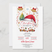 Festive Christmas Party Invitation Red Santa Hat Kaart (Voorkant)