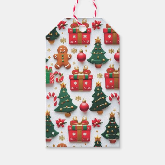 Festive Christmas Pattern Cadeaulabel (Voorkant)