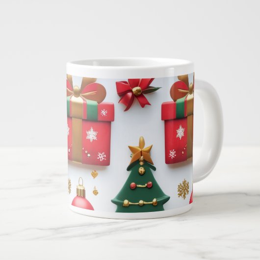 Festive Christmas Pattern Extra Grote Beker (Voorkant rechts)