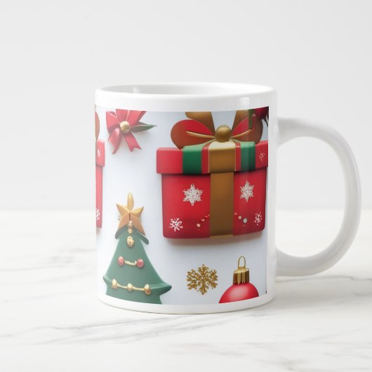 Festive Christmas Pattern Extra Grote Beker (Rechts)