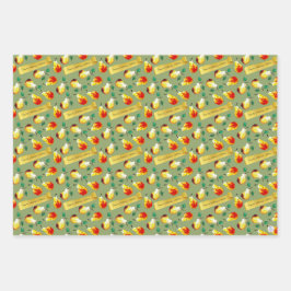 Festive Christmas Pears Personalized Boho Kitchen Inpakpapier Vel