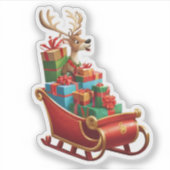 Festive Christmas Reindeer Sticker (Devant)