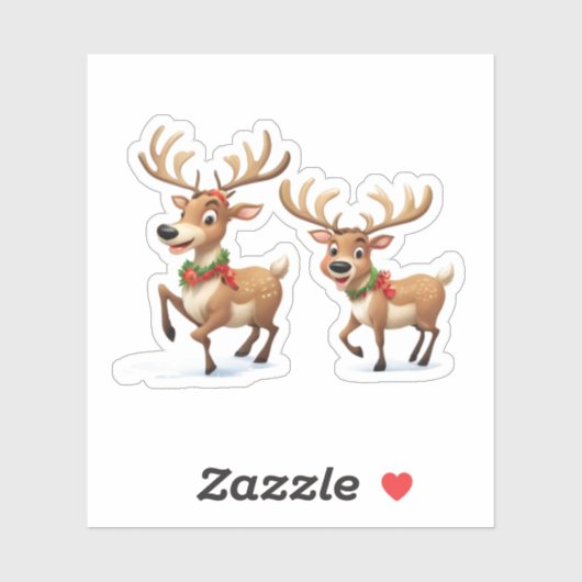 Festive Christmas Reindeer Sticker (Vel)